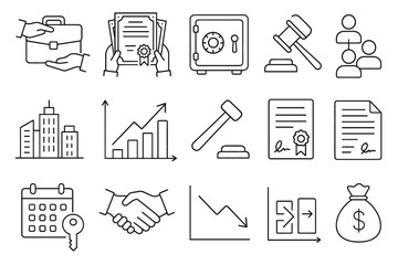 Business, finance line icon set. corporate, office, economy symbols line collection