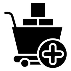 Add to Cart glyph, mini illustration icon. use for modern concept, print, UI, UX kit, web and app development. Vector related to commerce, retail, marketing and shopping.