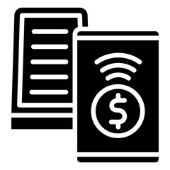 Mobile Pay glyph, mini illustration icon. use for modern concept, print, UI, UX kit, web and app development. Vector related to commerce, retail, marketing and shopping.