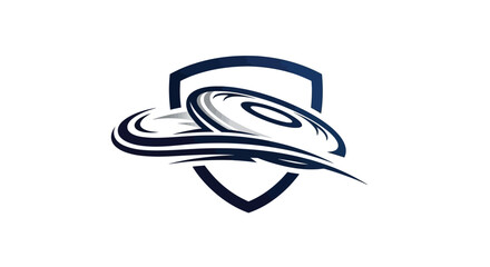 Fototapeta premium Logo with Shield and Spinning Planet Design
