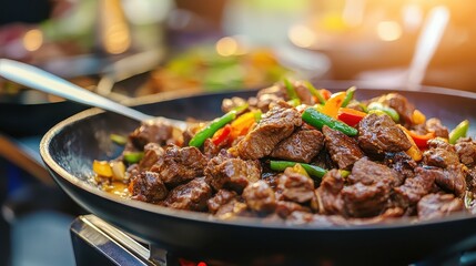 Sizzling Stir-Fry with Colorful Vegetables and Tender Beef Strips
