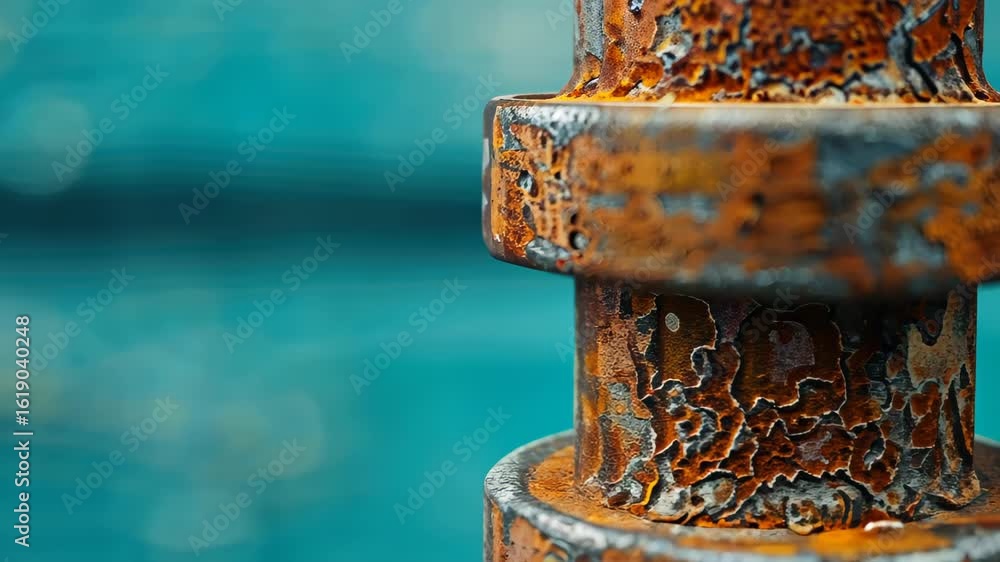 Poster detailed rust formation: a close-up shot showcases the intricate patterns and textures of rust on me