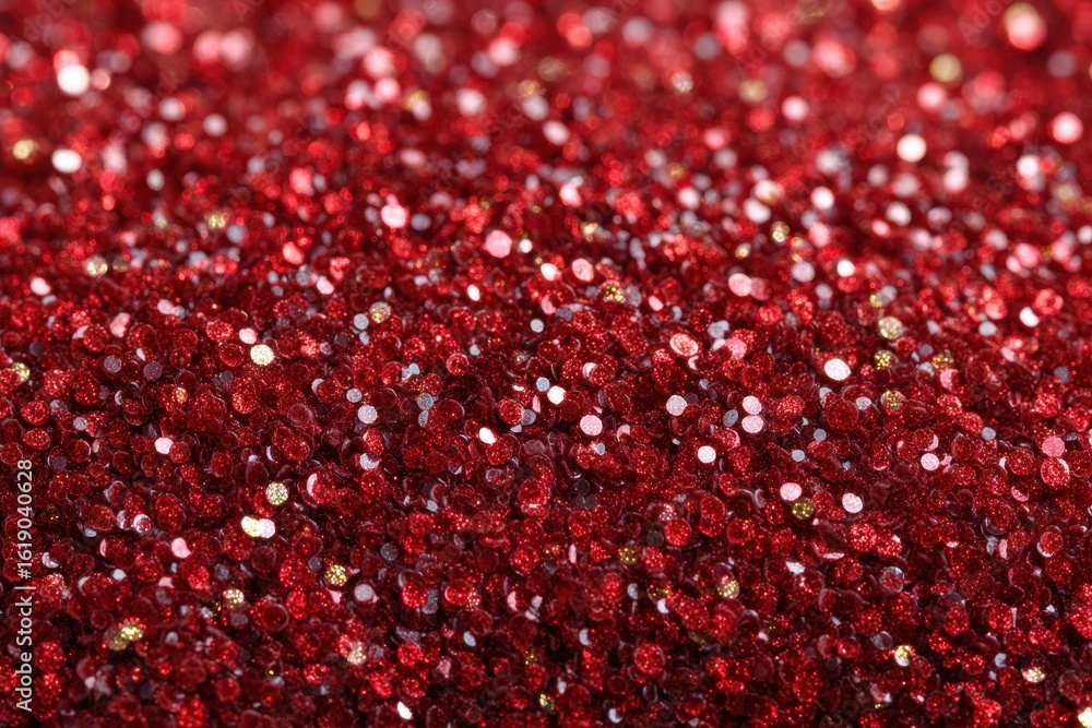Aufkleber dazzling surface features abundant red and white glitter particles arranged in a dense, textured com