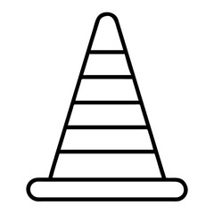 Outline of construction cone icon in simple design on transparent background  