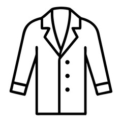 Line art of a coat in simple outline style on transparent background  