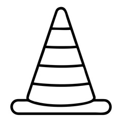 Construction cone icon in simple outline style on transparent background  