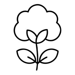 Outline of cotton plant icon in simple design on transparent background  