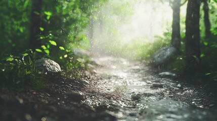 Obraz premium Forest path after rain