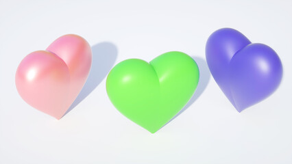 3d hearts top view white background symbol of love and healthy life
