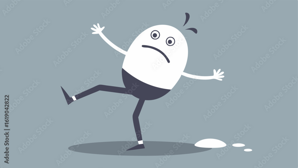 Aufkleber comical slip a character caught in a humorous slip with one leg flailing in the air while the other 