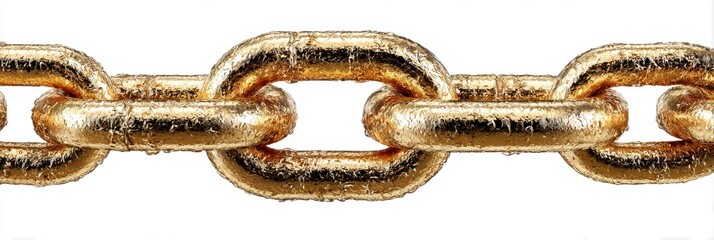 Close-up view of a shiny gold chain links showcasing their intricate design and craftsmanship