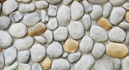 close-up view of a pebble wall