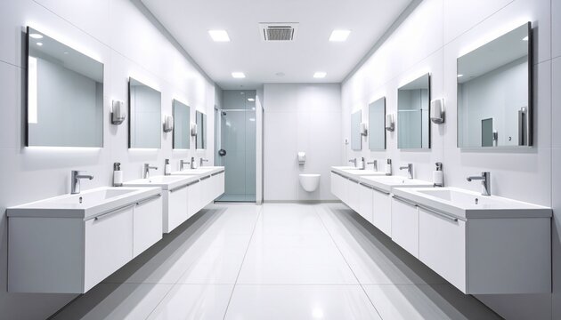 A quiet row of public restrooms clean, elegant and luxurious, offering a moment of privacy amid the bustle of daily life in an public space.