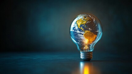 A Glowing Globe Inside A Lightbulb, Digital 3D Rendering, Displaying Blue And Orange Hues