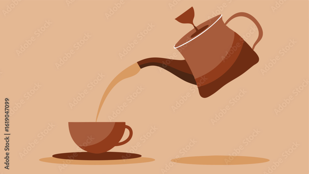 Poster coffee cascade in this design the coffee pot is shown in a side view pouring a thick stream of coffe