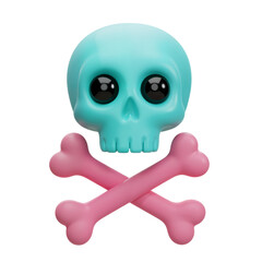 Obraz premium Cartoon Skull with Crossed Bones – Playful 3D Design