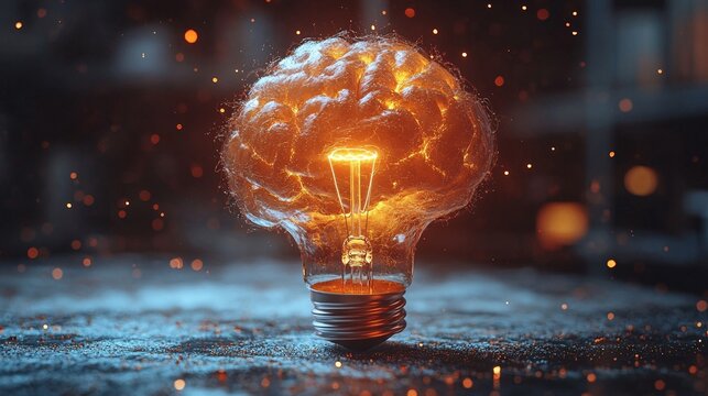 Illuminating Lightbulb With Exploding Particles And Dramatic Lighting