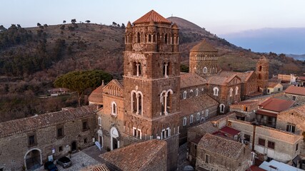 Obraz premium Sunset Aerial View of Duomo di Casertavecchia in Campania, Italy