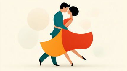 Colorful abstract couple dancing in fluid motion