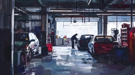 Fototapeta premium Car repair workshop interior
