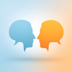 Abstract dialogue concept with two overlapping speech bubble faces