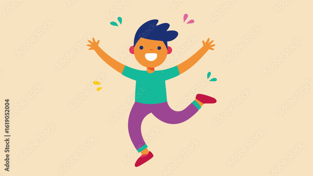 Aufkleber bouncing bliss a person is illustrated in a bouncy hop with both feet off the ground and arms flaili