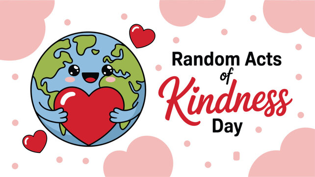 Random acts of kindness day vector illustration for social media and print design template with earth 100