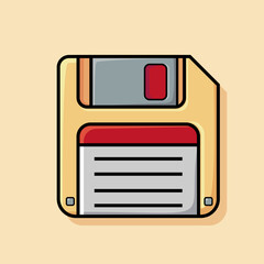 Vector illustration of a floppy disk that people often used in the past to store, send and exchange data.