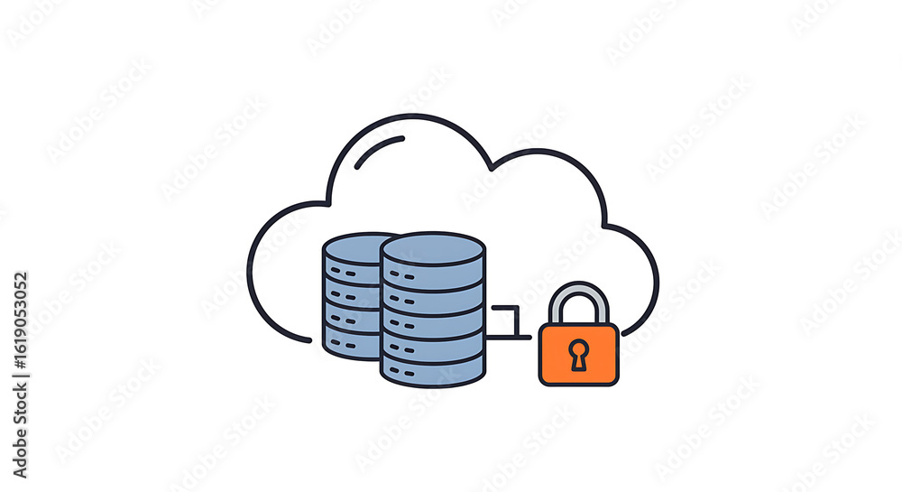 Poster cloud data security: a conceptual image, illustrating a secure cloud data environment, with servers 