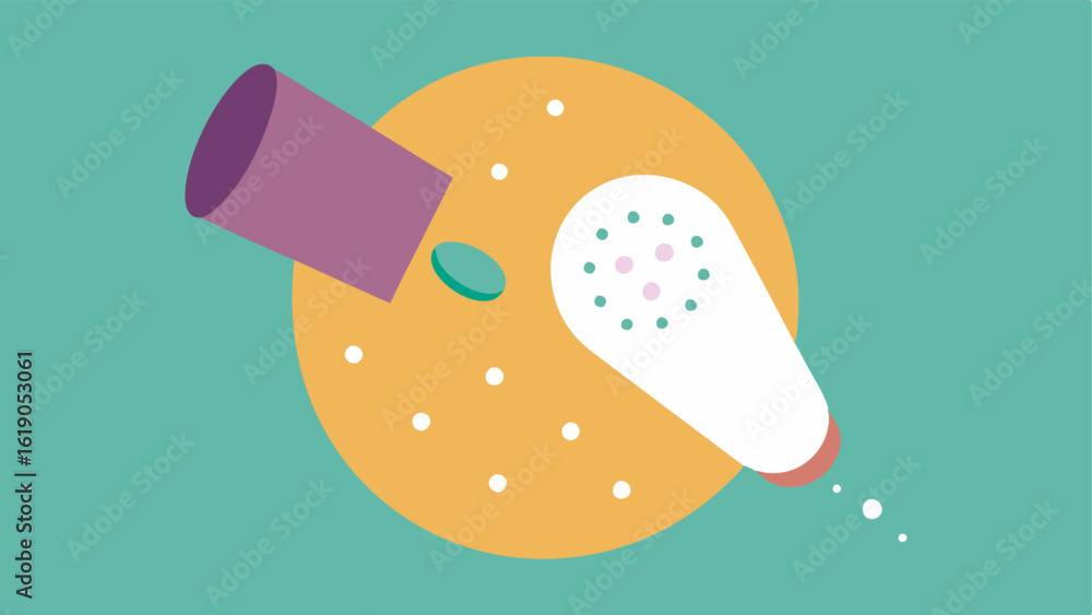 Poster exosome delivery a closeup of an exfoliating cream being applied to a cheek with tiny animated exoso