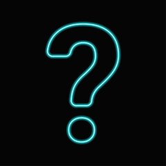 neon question mark icon on black vector illustration