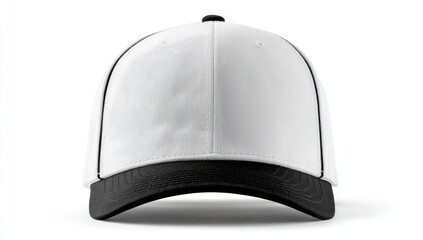 White Baseball Cap, Front View, Studio Shot, Blank Template, Mockup