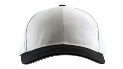 White Baseball Cap, Black Bill, Isolated, Studio Shot, Apparel Mockup
