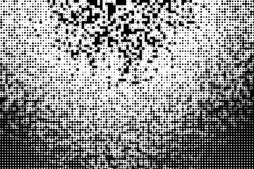Halftone Concentric Pattern with Pixel Squares