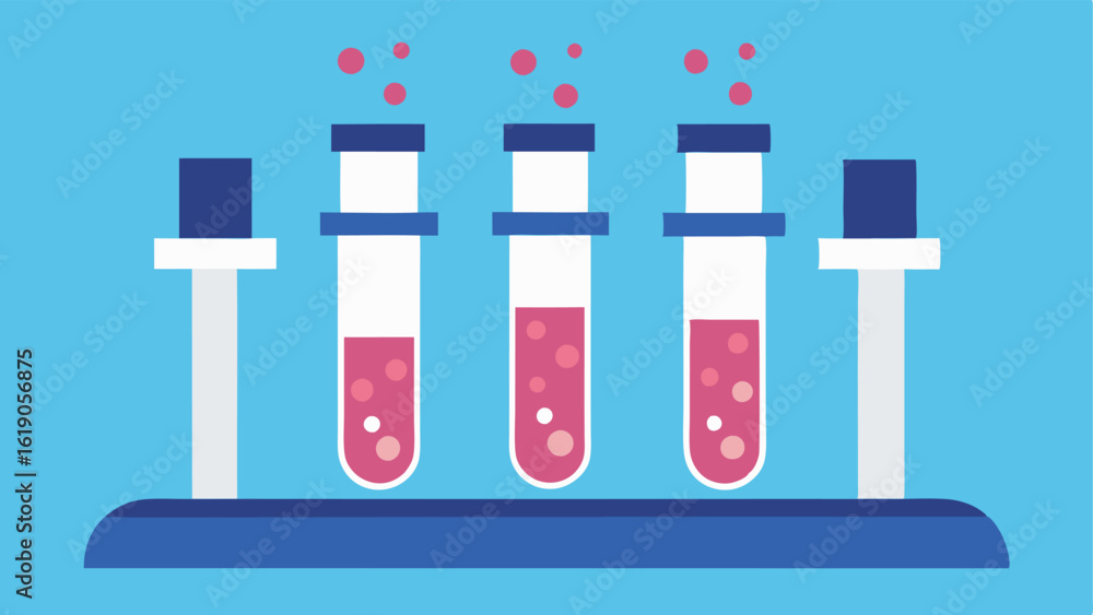 Poster exosome vials a vector image showing several small labeled vials containing a clear liquid symbolizi