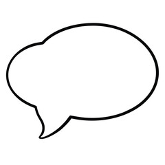 Speech bubble graphic on a clean white background with vibrant colors