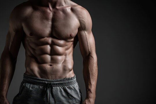 Muscular man displaying six pack abs