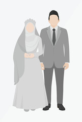 Beautiful Muslim wedding couple vector illustration with soft tones, perfect for elegant and romantic wedding themes