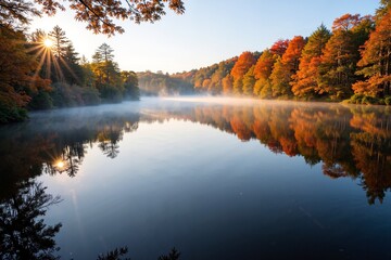 Mist Over Autumn Stream	
