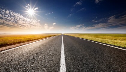 Naklejka premium a clear road stretching into the distance under a bright sky offering a versatile background for various visual projects
