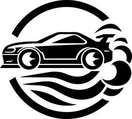 silhouette sketch vector illustration design logo icon symbol racing sport car advanced turbo speed with modern abstract style