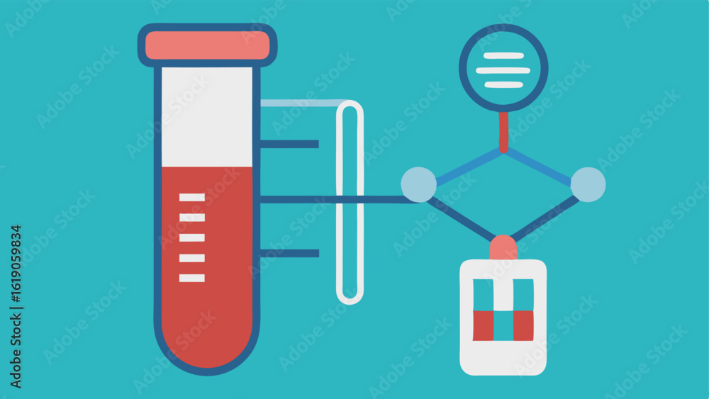 Poster dna test sample a closeup of a test tube labeled dna sample connected to a sequencer emphasizing the