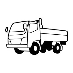 black and white vector image of a half-bed truck