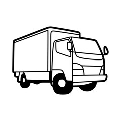 simple black and white vector image of a box truck