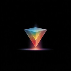 Logo design, 3D colorful upside-down triangle on dark background, ai, generative