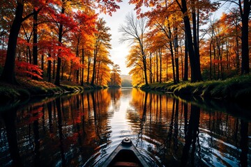 Canoe on Autumn Water	
