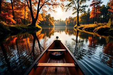 Canoe on Autumn Water	
