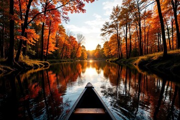 Canoe on Autumn Water	
