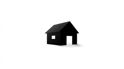 Simple black house silhouette on a white background for minimalist design use