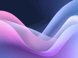 Elegant Abstract Flow with Pink and Blue Gradient Waves on Deep Violet Background